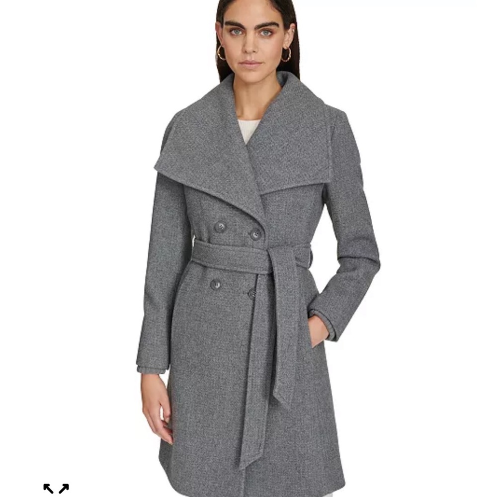 Calvin Klein Women's Brown Wool Trench Coat